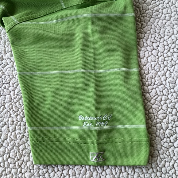 Cutter and Buck Mens Polo Shirt Golf Shirt  Striped Green Short Sleeve Shirt L - Picture 7 of 9